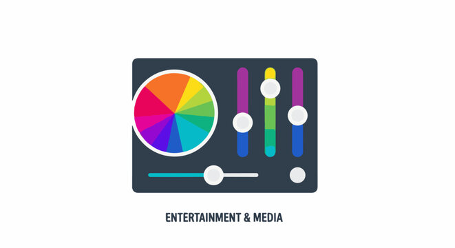 A graphic interface shows a color wheel and sliders for adjusting parameters