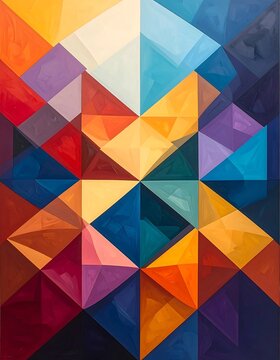 Vibrant abstract geometric shapes mosaic art.