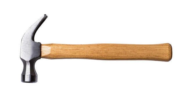 Claw hammer with wooden handle and metal head