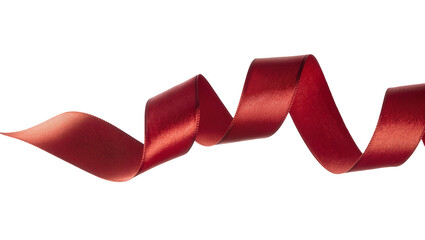Obraz premium Shiny red satin ribbon curled and flowing