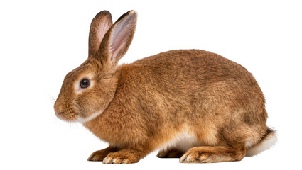 Obraz premium Brown rabbit with long ears sitting on white