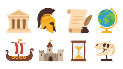 Set of history and geography themed flat vector icons © icon_art
