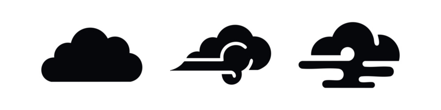Cloud and wind weather icons - breezy and windy conditions symbols