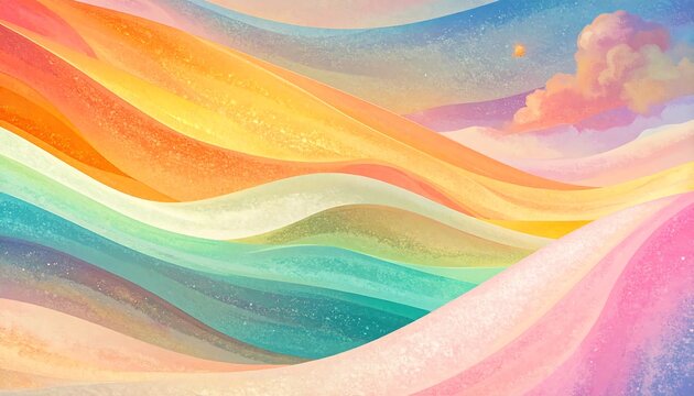 Vibrant Abstract Landscape with Colorful Waves.