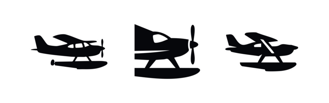 Seaplane and Floatplane Aircraft Icons Set