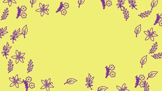 Botanical Floral Frame Animation with Copy Space on Turquoise Background for Text and Logo Placement