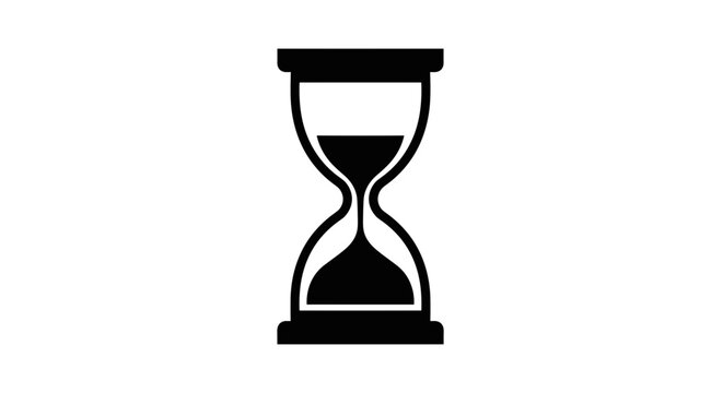 Black hourglass icon symbolizing time passing and urgency.