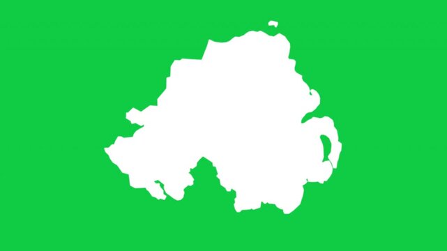 Northern Island map pop animation with green background