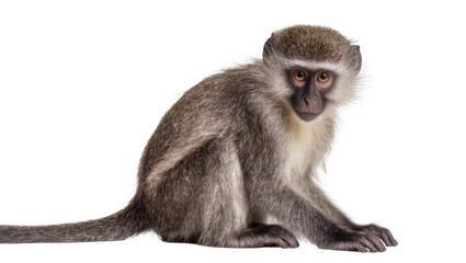 Vervet monkey sitting on white surface © Friedrich