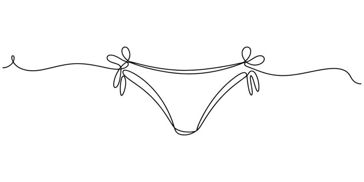 Bikini bottom underwear drawn in a continuous single line art style