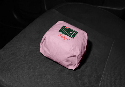 Lying in Car Burger Wrap Mockup
