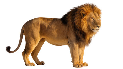 Majestic male lion with full mane standing profile view © Friedrich