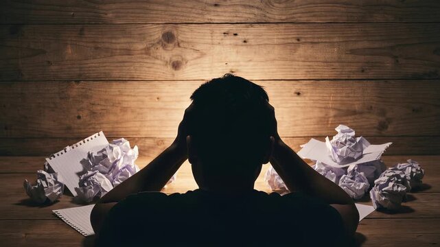 Silhouette of stressed person head. Concept image of stress and mental health.