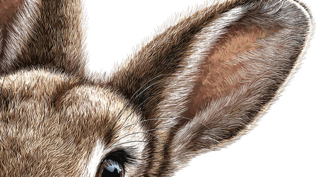 Rabbit Ear Close-Up: An extreme close-up reveals the intricate detail of a rabbit's soft fur and long, sensitive ear.