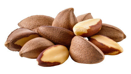 Obraz premium Pile of Brazil Nuts with Shells and Kernels
