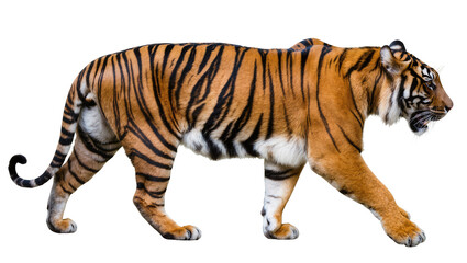 Fototapeta premium Tiger walking with open mouth and visible teeth