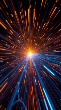 Vibrant Light Burst with Radiating Stripes in Dark Background Capturing Motion and Energy