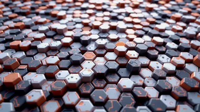 Abstract Hexagonal Pattern with Futuristic Orange and Gray Design for Technology Background