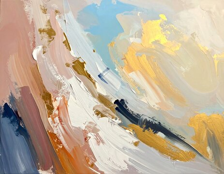 Vibrant abstract painting with colorful brushstrokes.