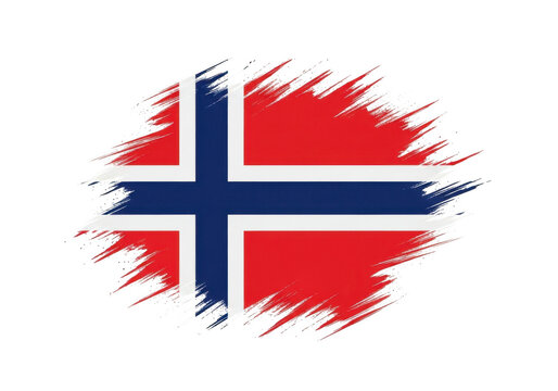 Grunge brush stroke with norway flag isolated on transparent background