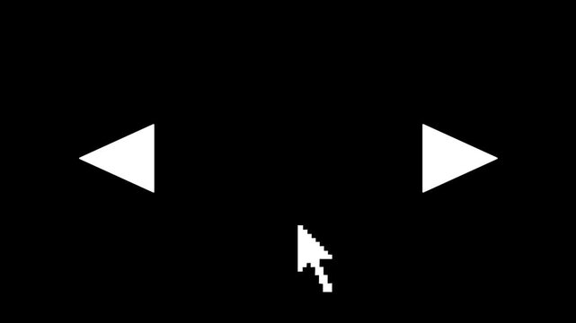 animation 2 play buttons, right and left side, click right play to shift next frame, 4k video