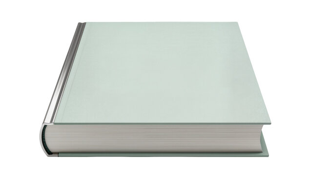 Hardcover book with light blue cover and silver spine detail