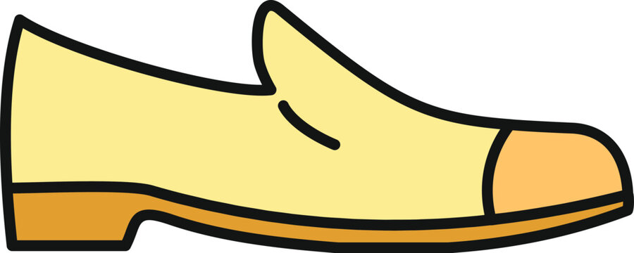 Yellow loafer shoe illustration with light brown sole and toe cap