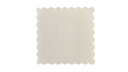 Cream textured paper swatch with scalloped edge