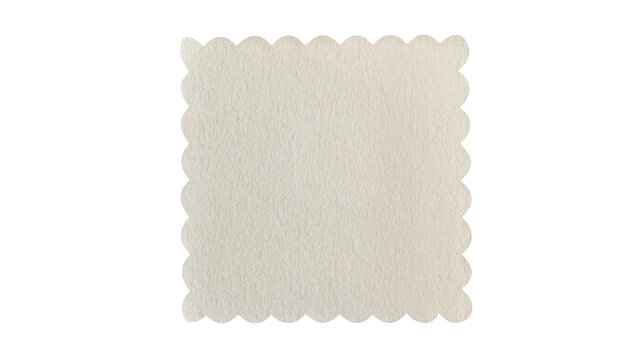 Cream textured paper swatch with scalloped edge