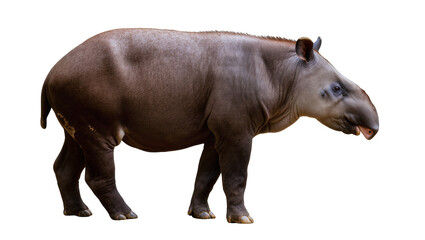 Fototapeta premium South American Tapir with Prehensile Nose and Dark Brown Fur