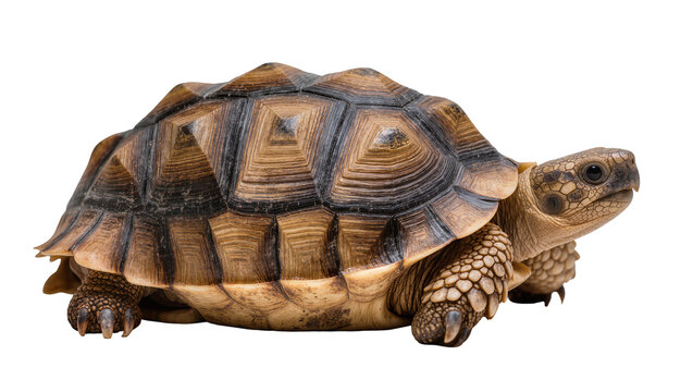 Sulcata tortoise with detailed textured shell and scales