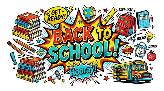 Colorful Back to School Text Illustration.