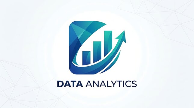 Abstract data analytics logo featuring upward trending graphs and a dynamic design