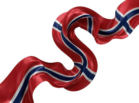 Wavy ribbon with the national flag of norway isolated on transparent background