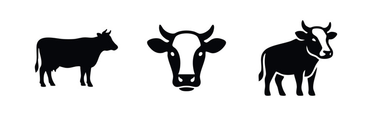 Cow Icons Set. Farm Animal and Cattle Symbol Collection. © Lili