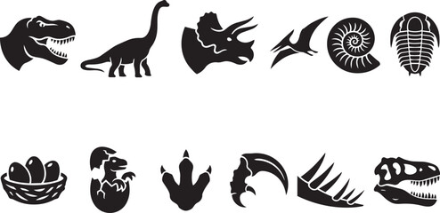 dinosaur fossil and prehistoric icon set vector illustration © Mohaiminul