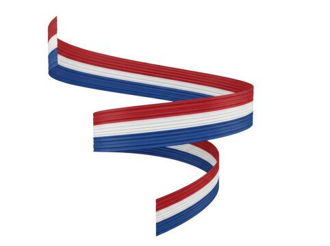 Spiral ribbon with the colors of the netherlands flag isolated on transparent background