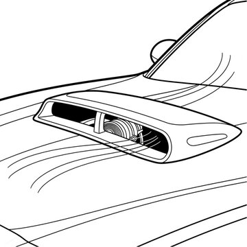 Car Hood Scoop Air Intake Performance Line Drawing