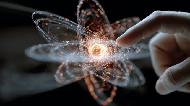 Touching the Universe: A Hand Reaches for an Atom in Space