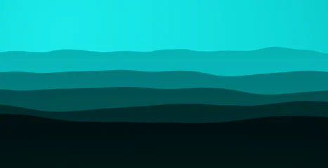 Fototapeten Türkis Abstract cyan blue landscape with layered mountain silhouettes, landscape  © Anwar