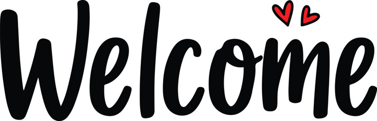 Welcome silhouette greeting with hearts © NASIMA
