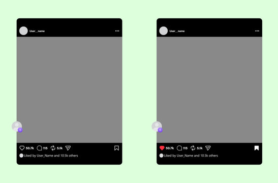 Instagram post mockup template Minimalist insta interface wireframe and profile post feed template