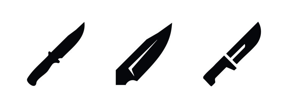 Knife vector icons set. Sharp blade and tactical weapon symbol.