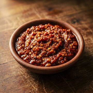 Sambal Nasi Lemak is a rich, spicy-sweet chili condiment cooked with onions and aromatics, adding bold flavor to Malaysia&rsquo;s iconic coconut rice dish.