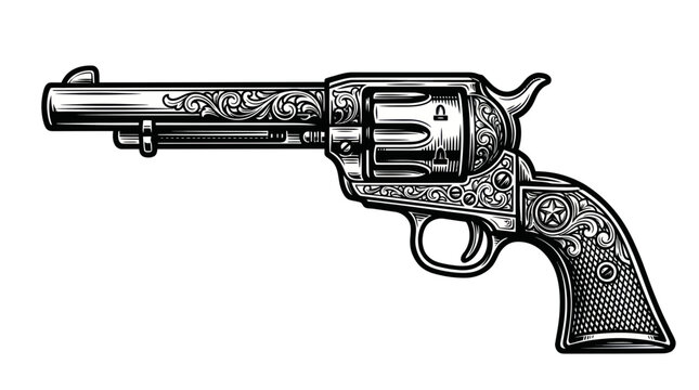 Antique Western Revolver, Ornate Engraved Colt Peacemaker, Vintage Firearm