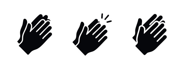 Obraz premium Clapping Hands Icon Set: Black Silhouettes of Applause and Approval Gestures