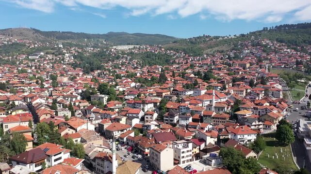 Saraybosna Sehir Manzarasinin Drone Hava Goruntusu, September 15, 2021, Sarajevo, Bosnia and Herzegovina