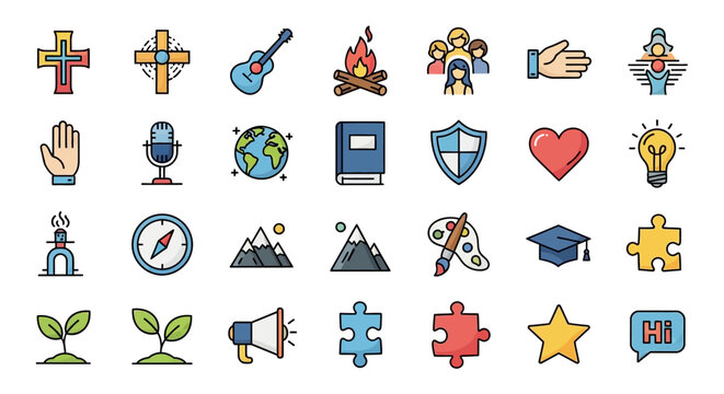 Collection of Various Flat Design Icons.