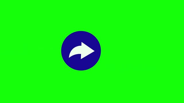 Animated social media share button icon with arrow isolated on a green screen background