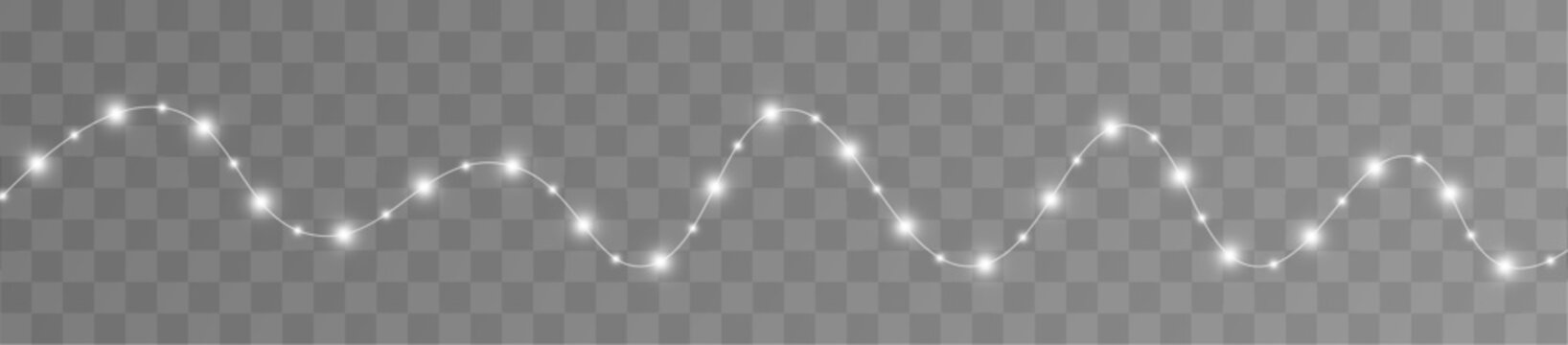 Single radiant white light strand with flowing motion and sparkling illumination. Elegant festive decoration. vector